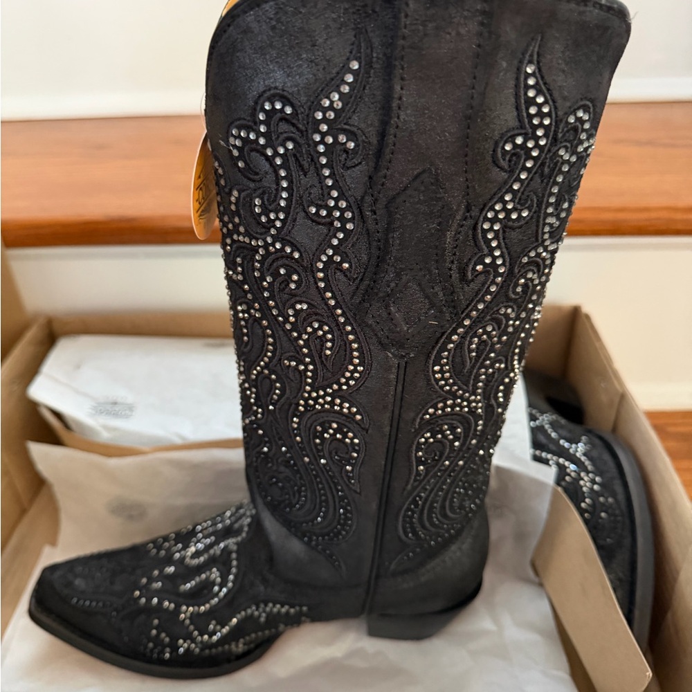 Corral Boots Women's Western Boot, Embellished with Rhinestones,  Black, 7.5 New - Picture 4 of 6